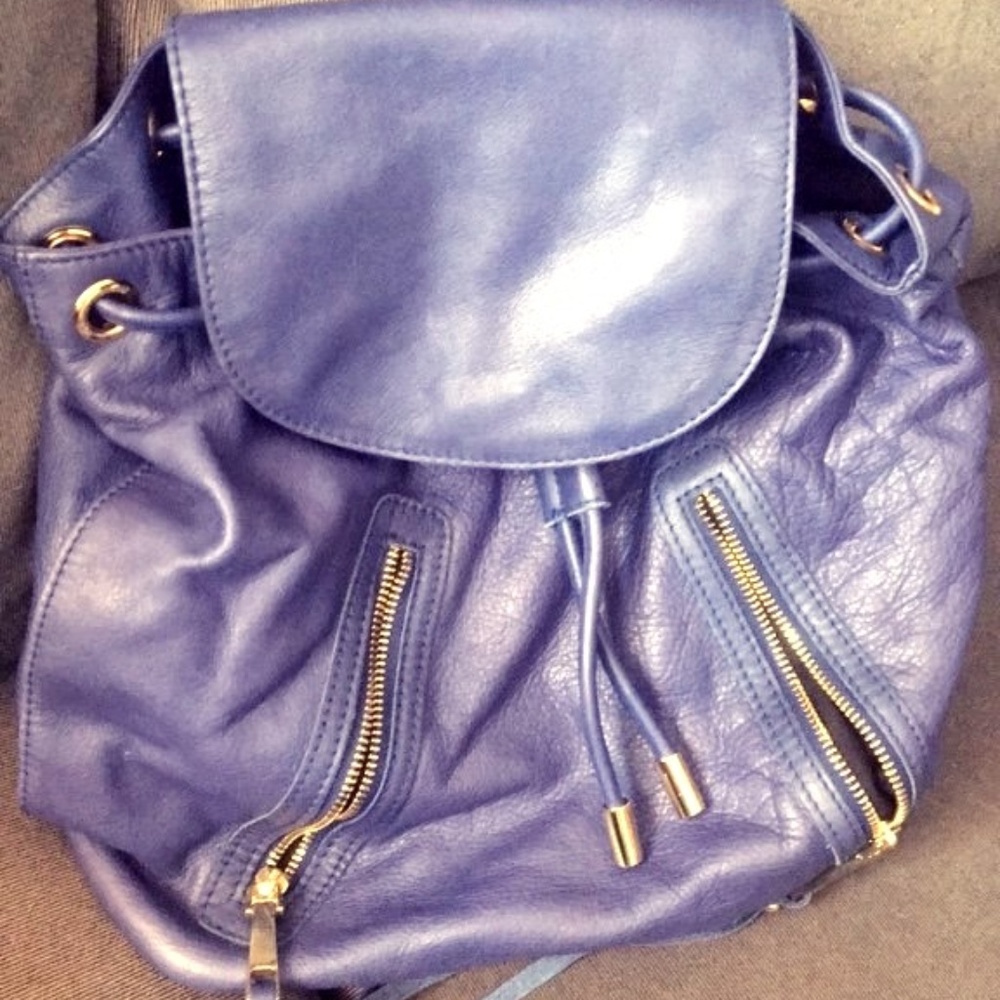 Linea Pelle Blue Leather Backpack